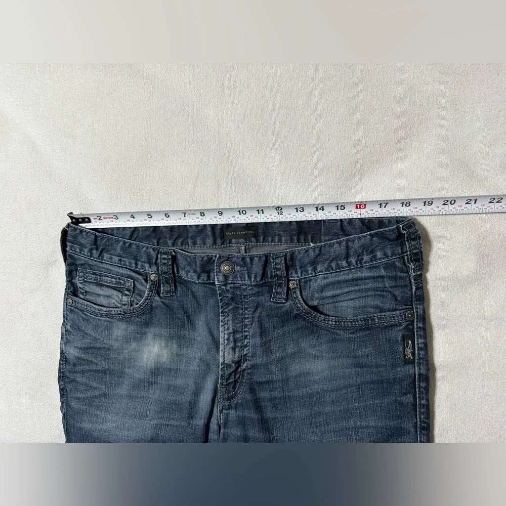 Silver Konrad Jeans Mens 36x31 Slim Fit Straight Blue Denim‎ Dark Wash